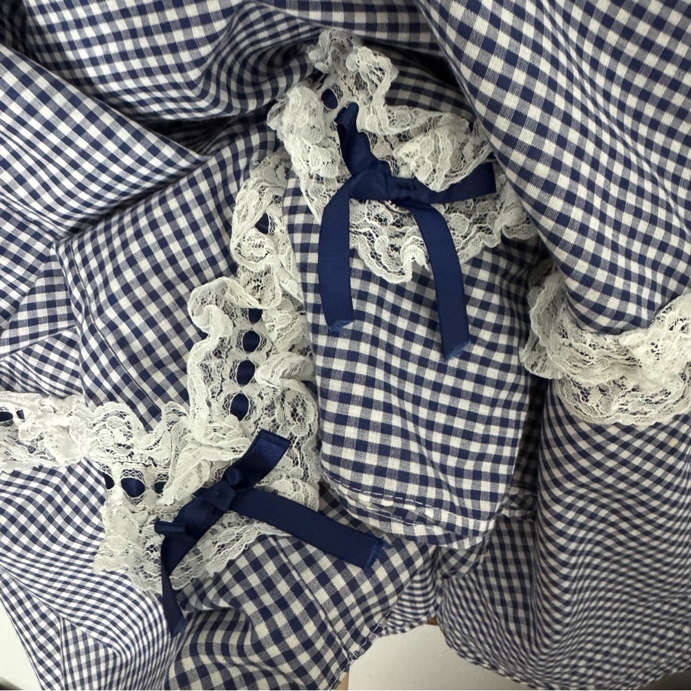 Vintage Jeri Bee navy blue gingham cottagecore dress size 10 - Picture 12 of 16